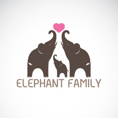 Vector of family elephants and pink heart on white background, Wild Animals, Easy editable layered vector illustration.
