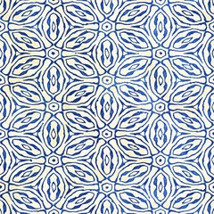 Native batik seamless watercolor artistic boho style colorful square pattern.