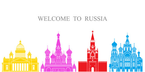 Obraz premium Russia set. Isolated Russia architecture on white background