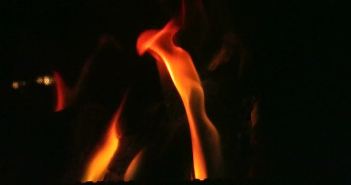 Open fire in an oven