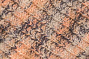 Macro color image of colourful melange knitted texture.