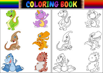 Obraz na płótnie Canvas Coloring book with dinosaur cartoon collection