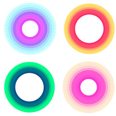 Set of round frames made of multicolored blocks with place for text. Vector element for greeting cards, invitation cards and your design.