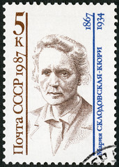 USSR - 1987: shows Marie Sklodowska Curie (1867-1934), physicist and chemist, series Scientists