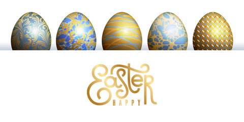 Easter card with realistic Easter egg and inscription 