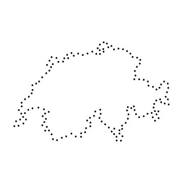 Abstract schematic map of Switzerland from the black dots along the perimeter of vector illustration