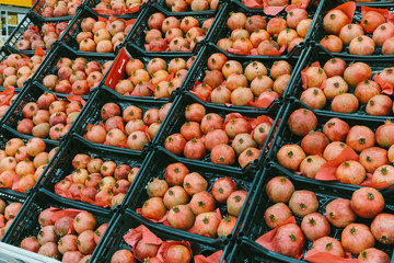 Pomegranate on supermarket shelves