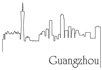 Obraz premium Miasto Guangzhou jedna linia rysowania tła
