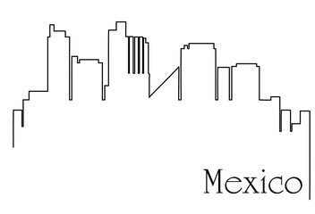 Mexico city one line drawing background