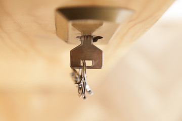 Key in the lock of an entrance door