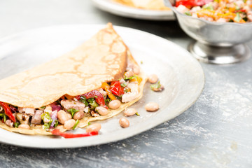 Buckwheat Pancake. Mexican Quesadilla.