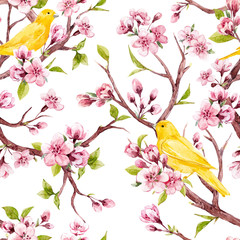 Watercolor spring floral vector pattern