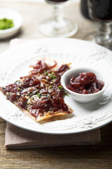 Pear, onion marmalade and Stilton pie