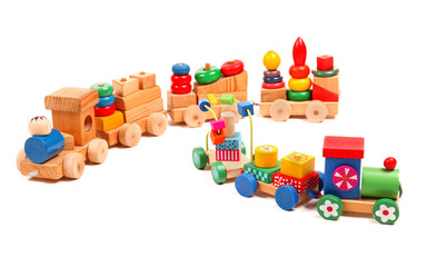 Wooden trains puzzle with coaches