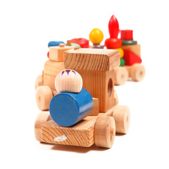 Wooden train puzzle with coaches
