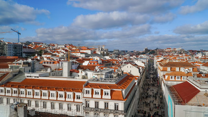 Naklejka na ściany i meble Lisbon Panorama. Aerial view. Lisbon is the capital and the largest city of Portugal. Lisbon is continental Europe's westernmost capital city and the only one along the Atlantic coast.