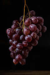 Fototapeta premium Hanging fresh red grapes, vintage style.