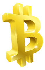 Bitcoin 3d Gold Symbol Sign