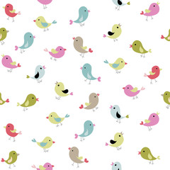 Vector illustration of cute birds seamless pattern