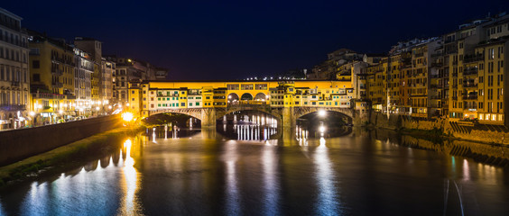 Night view of the river in Florence Italy