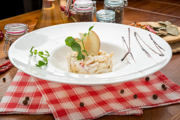 Cheese salad with egg and ham