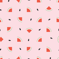 Watermelon seamless geometric pattern. Simple fruit background