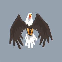 North American Bald Eagle character flying, symbol of freedom and independence vector illustration