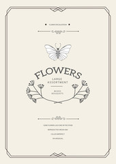 Vintage creative card template with beautiful flourishes ornament elements. Elegant design for corporate identity, logo, invitation, book covers. Design of background products.