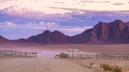 Georgeous desert landscapes on  the road in the Nambib desert, between Sossusvlei and Swakopmund,...