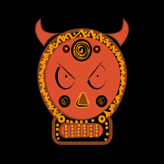 Demonic infernal creature, horned wicked Baphomet symbol.
