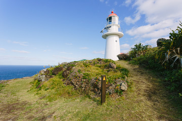 Fototapeta na wymiar Lighthouse at Double Island Point in Double Island Point,Cooloola National Park,QLD,Australia