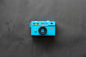 Plastic toy lens camera blue body
