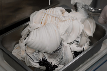 Creamy ice cream close-up, relief texture of ice cream.