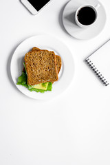 concept of lunch break at work top view mock up