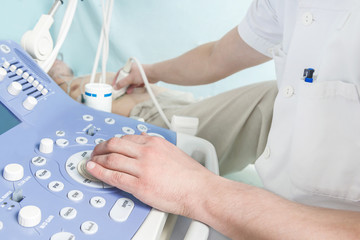 Abdominal ultrasound exam - obrazy, fototapety, plakaty