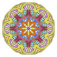 Flower vector mandala. Oriental circle pattern, coloring illustration