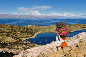 Titicaca lake landscape, Bolivia - obrazy, fototapety, plakaty