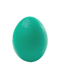 Green handmade easter eggs isolated on a white