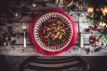 insalata di cozze con bietole a costa rossa