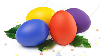 Obraz na płótnie Canvas Colorful handmade easter eggs isolated on a white