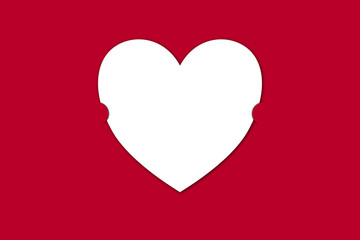 Blank red and white greetings card template, valentines, love and romance.