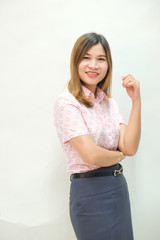 Happy young business asian women with hand gesture