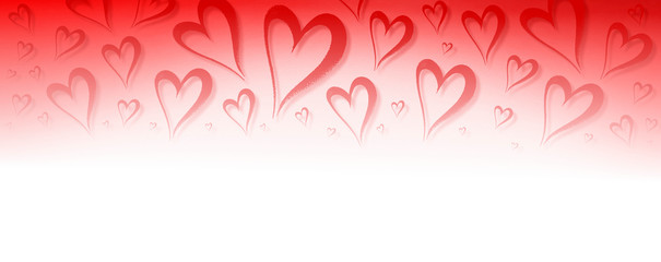 Pink and red hearts valentines day border and background - obrazy, fototapety, plakaty