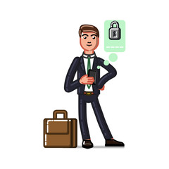 Business man seting up a pasword