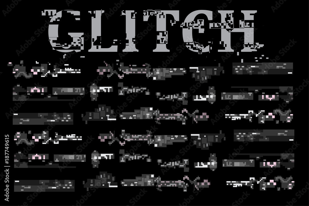 Leinwandbilder Vector distorted glitch font. Trendy style lettering typeface. Latin letters from and numbers from GLITCH a template for your ideas