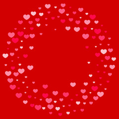 Hearts Confetti Falling Background. St. Valentine's Day pattern.