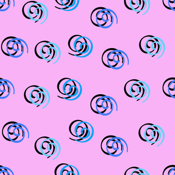 cute cartoon spiral seamless pattern on a pink background