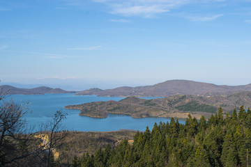 Panoramic view of Plastiras lake in central Greece, Karditsa