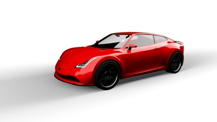 Fototapeta na wymiar red sports car isolated on white background, 3d render, generic design, non-branded