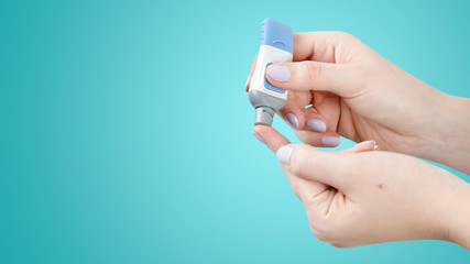 Diabetes doing blood glucose measurement.